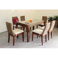 Classical Luxury Design Water Hyacinth Dining Set For Indoor Natural Wicker Furniture